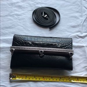 Black leather cross body wallet